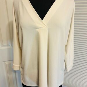 Cable & Gauge Cream Wrap Blouse with Relaxed Sleeves